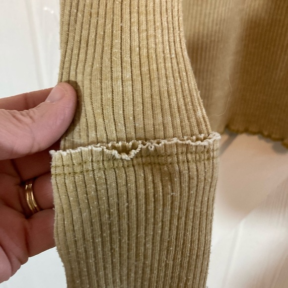 Free People Tan Long Sleeve V-Neck Relaxed Blouse - Picture 5 of 11